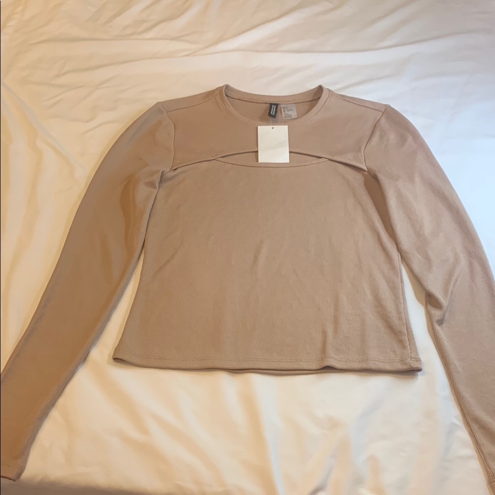 Beige Long Sleeve Top